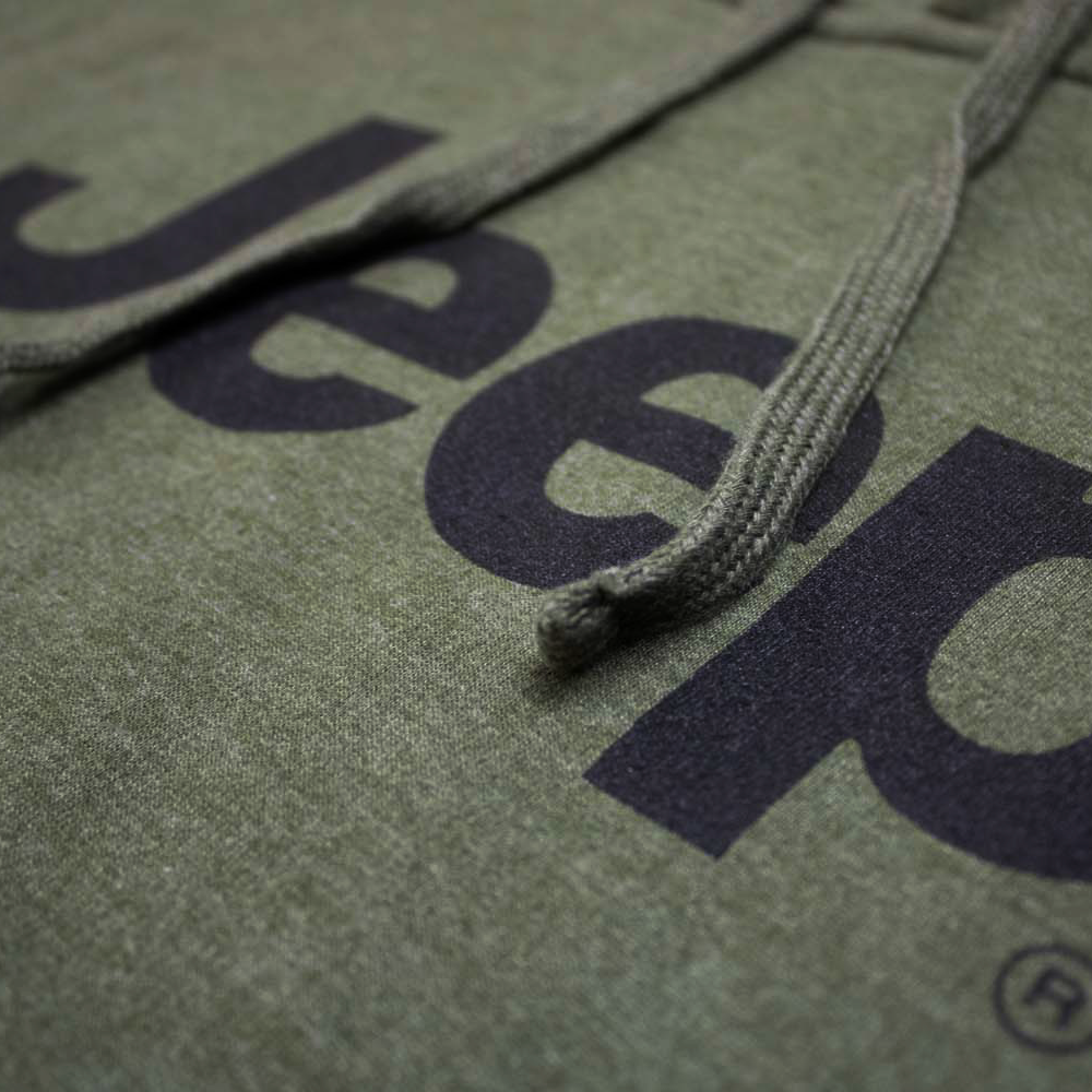 Mens Jeep® Text Hoodie - Heather Army Green