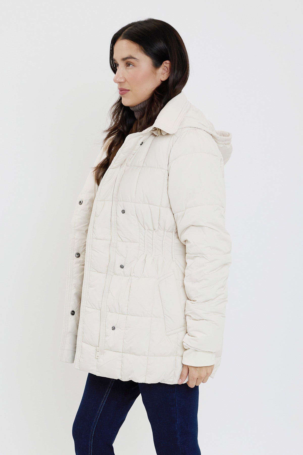 Detailed  Puffer Snap Jacket