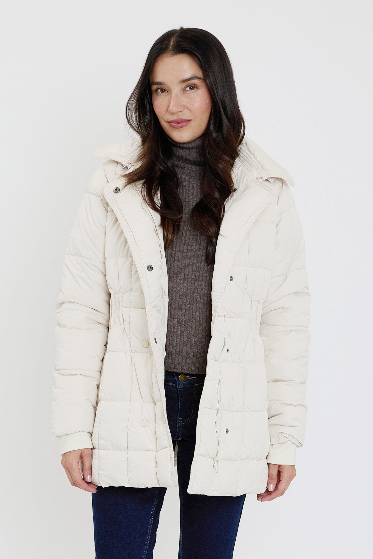 Detailed  Puffer Snap Jacket