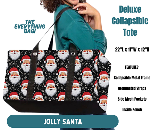 Preorder! Closes 8/13. ETA Nov. Jolly Santa Collapsible Tote
