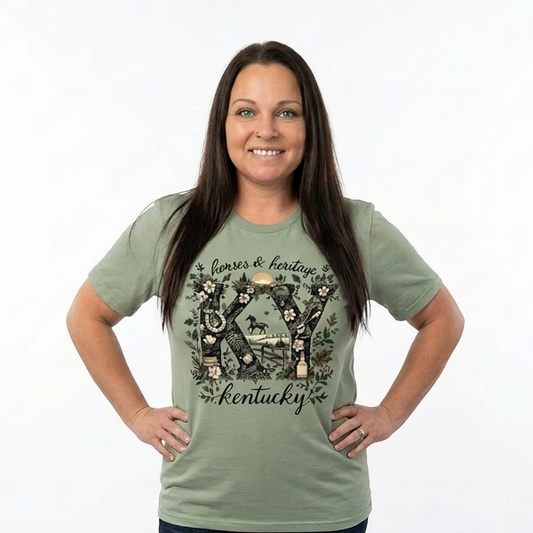 Kentucky Horses & Heritage Floral Adult Graphic Tee