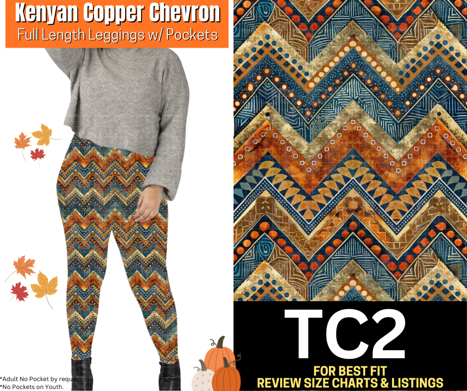 Kenyon Copper Chevron Full Length Leggings w/ Pockets