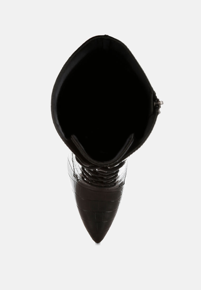 Knocturn Croc Textured Over The Ankle Boots