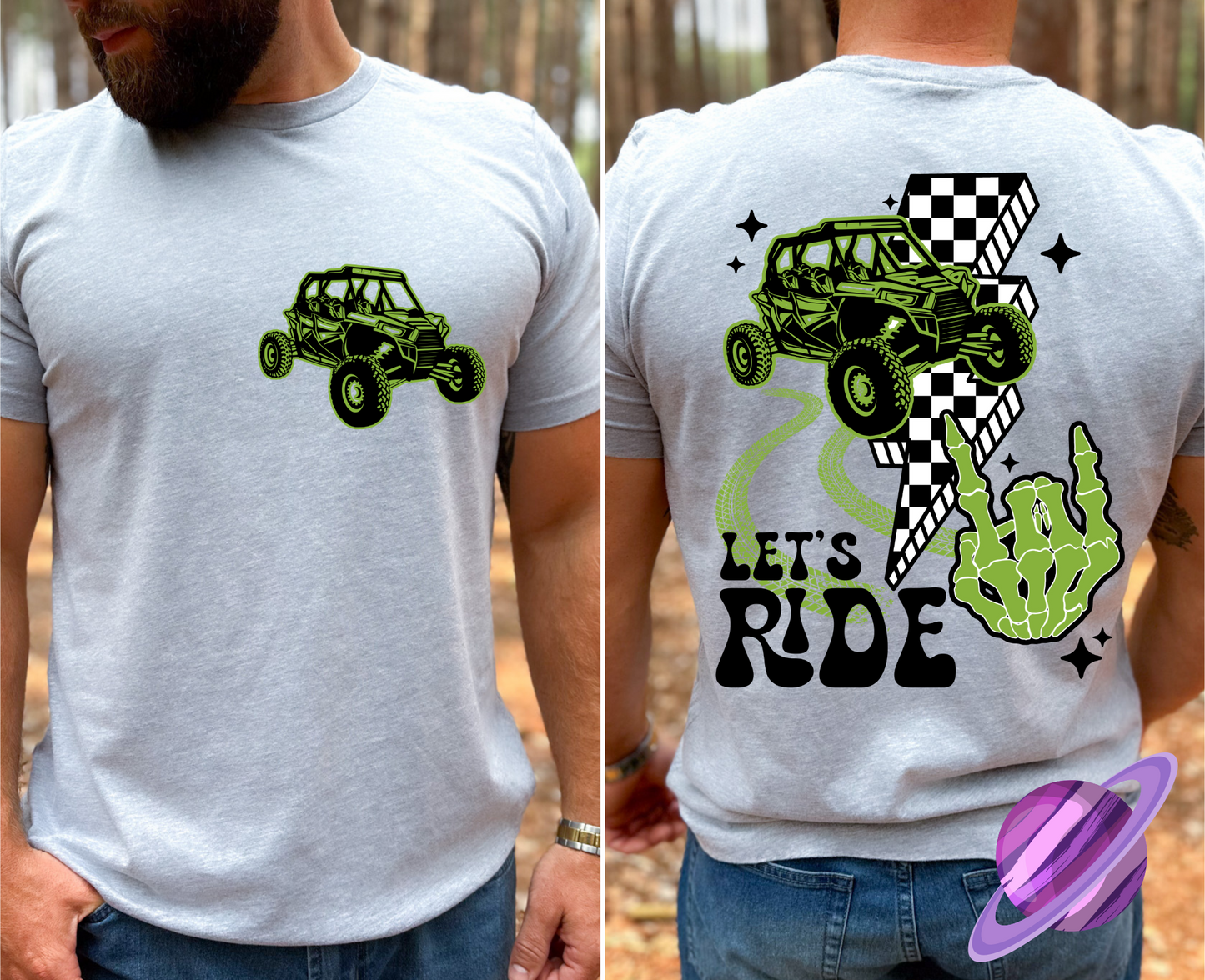 LETS RIDE BOLT GREEN DOUBLE SIDED TEE