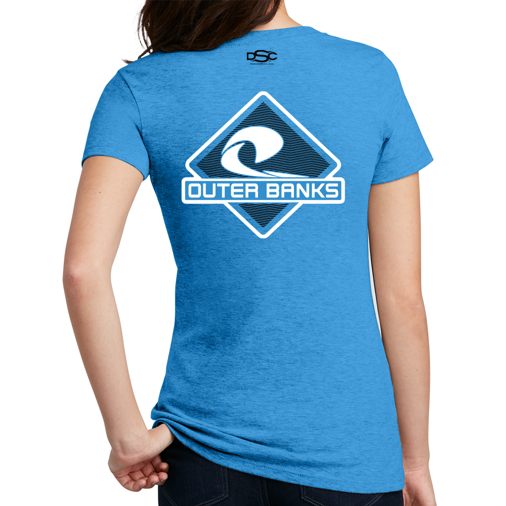 Ladies Ford Bronco Outer Banks V-Neck - Heather Turquoise