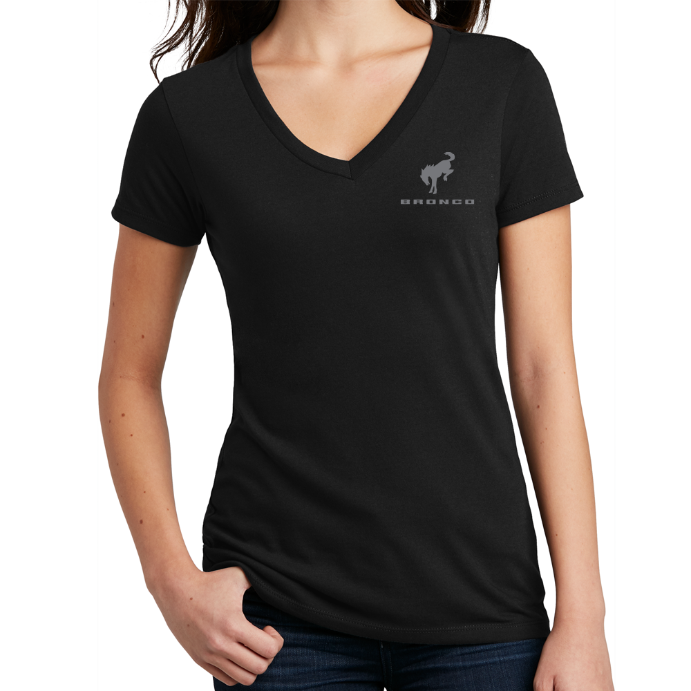 Ladies Ford Bronco Sasquatch V-Neck - Black