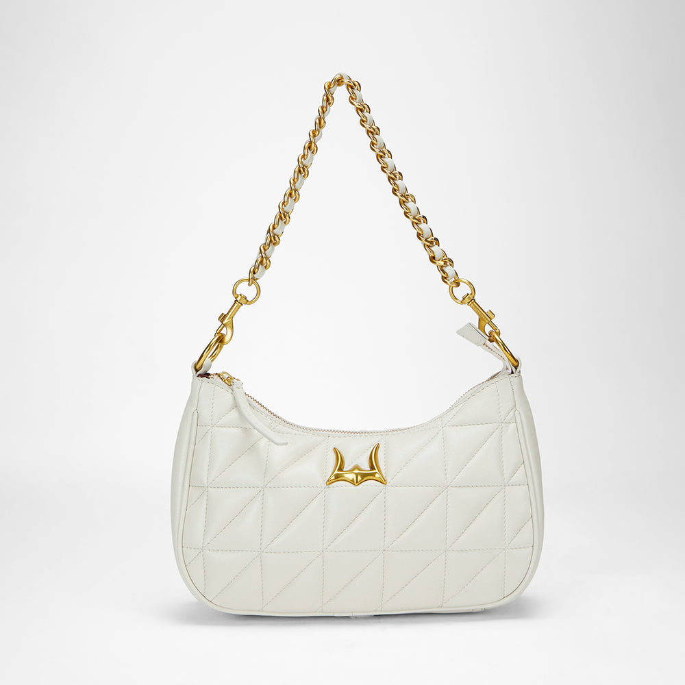 Loyal West JOE QUILTED NAPPA LEATHER BAG-WHITE