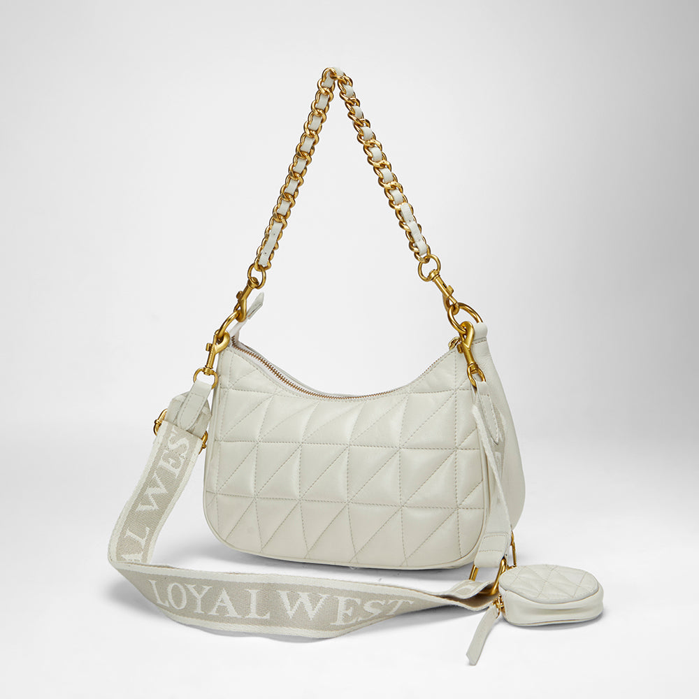 Loyal West JOE QUILTED NAPPA LEATHER BAG-WHITE
