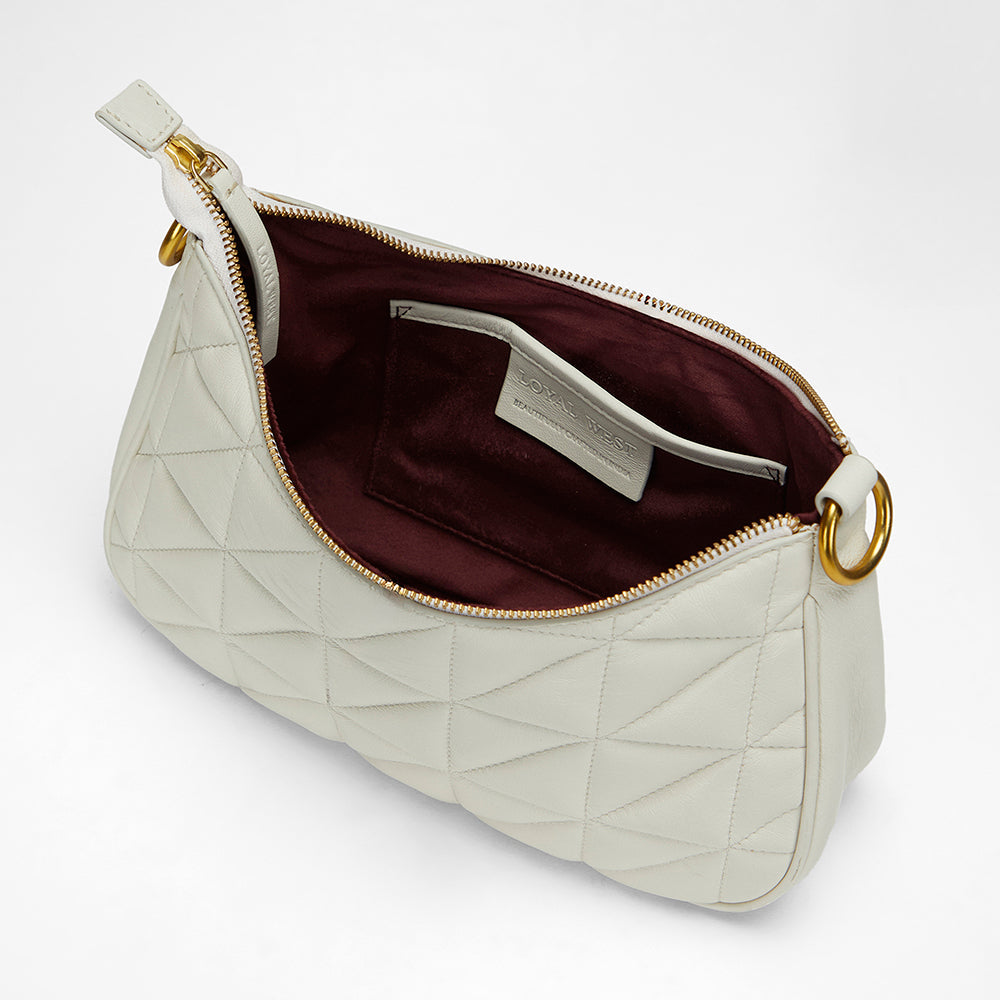 Loyal West JOE QUILTED NAPPA LEATHER BAG-WHITE
