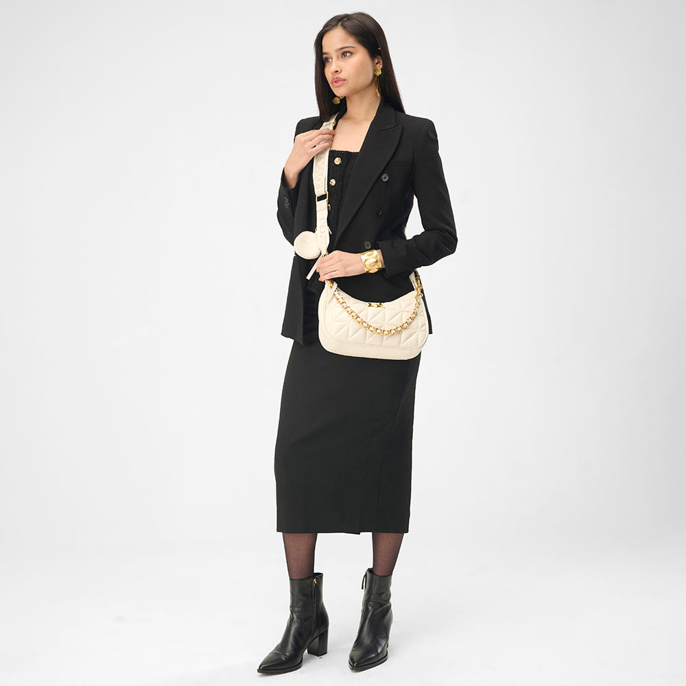 Loyal West JOE QUILTED NAPPA LEATHER BAG-WHITE