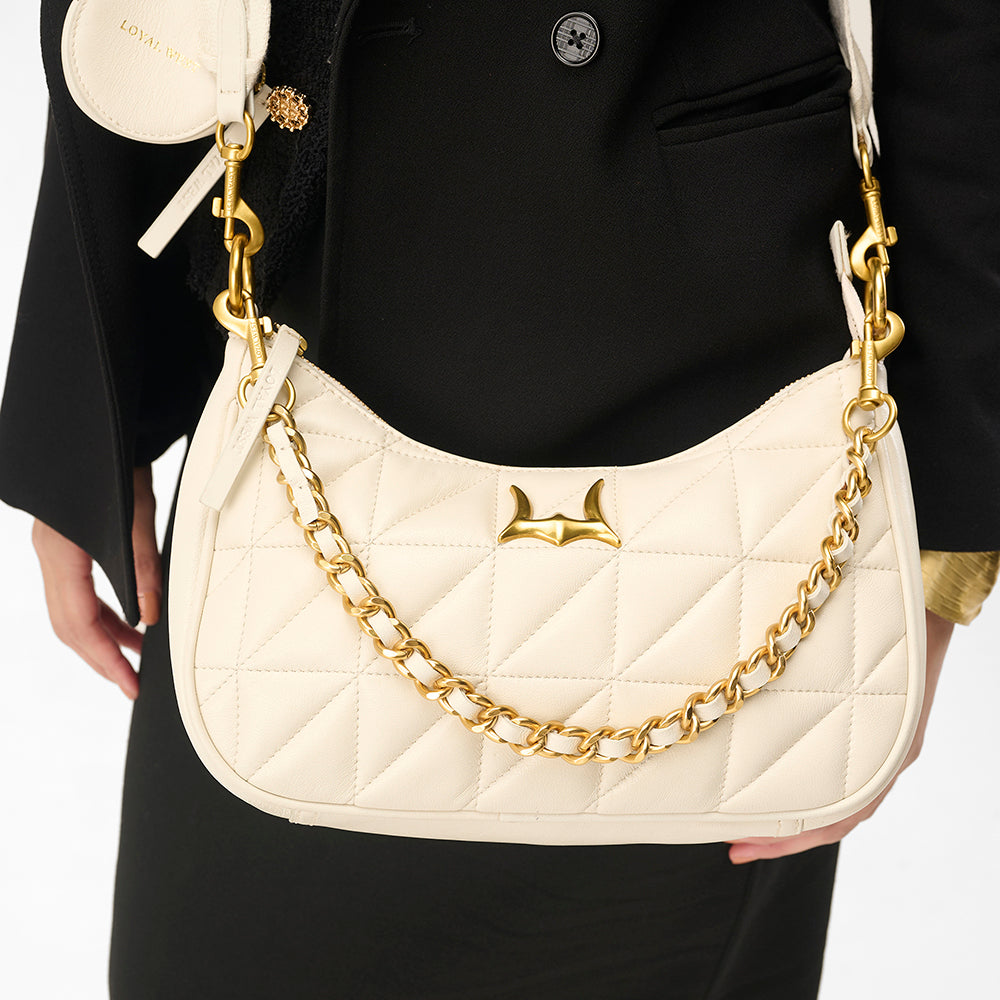 Loyal West JOE QUILTED NAPPA LEATHER BAG-WHITE