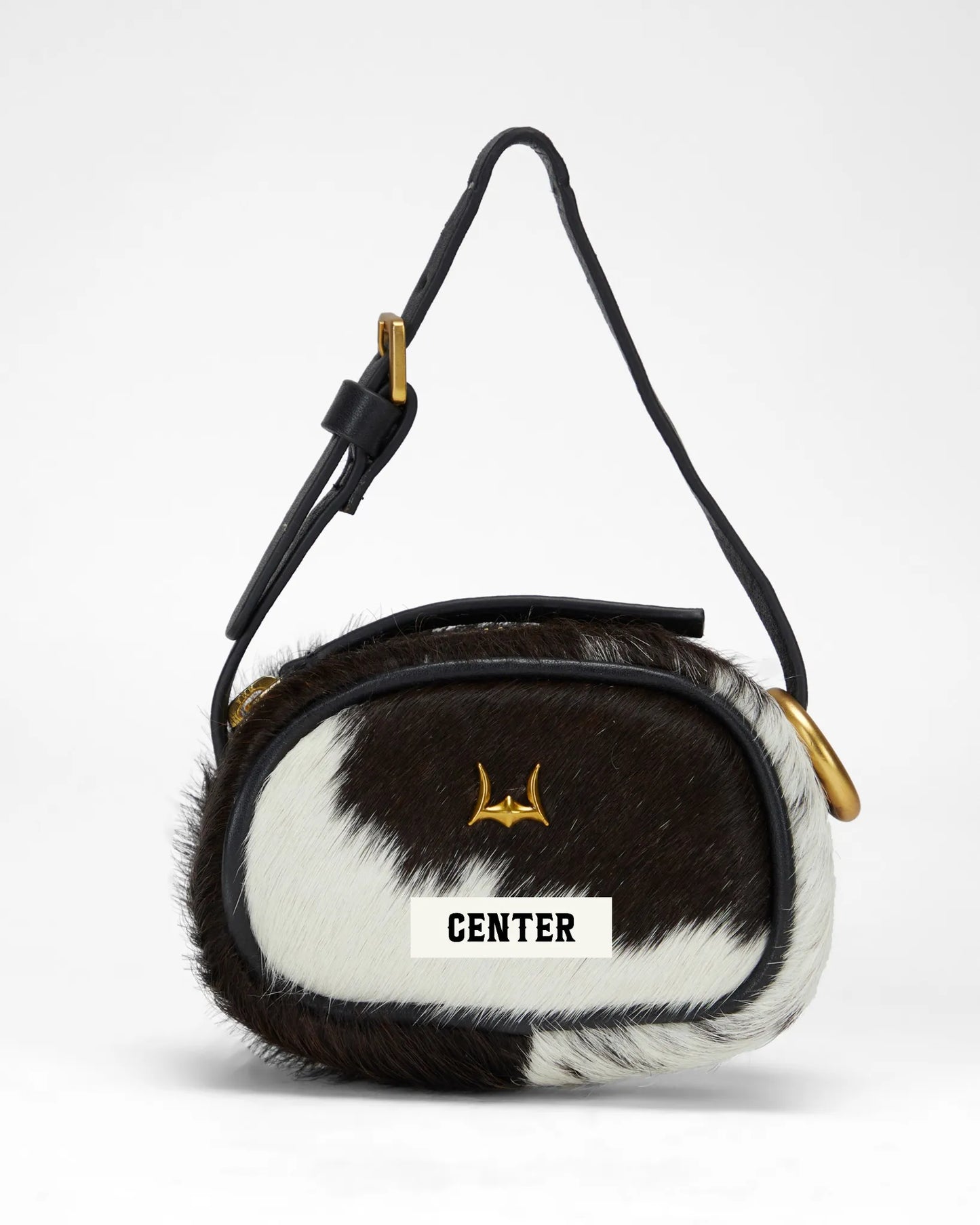 Loyal West SOPHIA MICRO BAG CHARM IN BLACK & WHITE COWHIDE