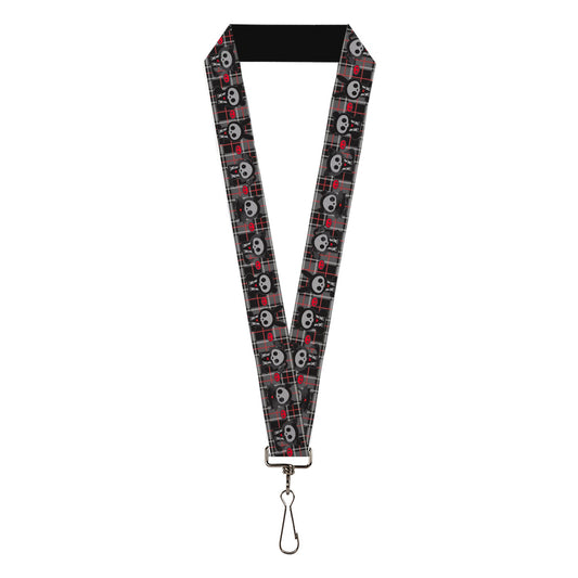 Lanyard - 1.0" - Skelanimals Five Animals and Face Logo Plaid Black/Red/White