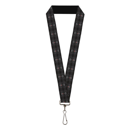 Lanyard - 1.0" - Skelanimals Pen the Penguin Pose Plaid Grays/Black