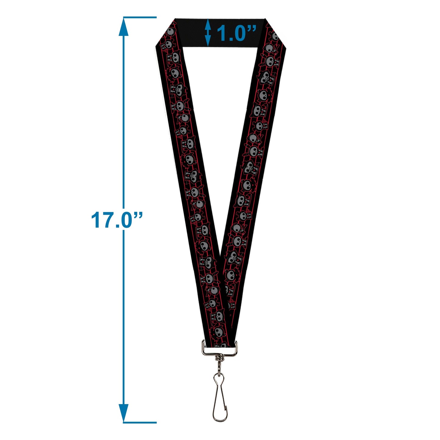 Lanyard - 1.0" - Skelanimals Six Character Collage Black/Red/Grays
