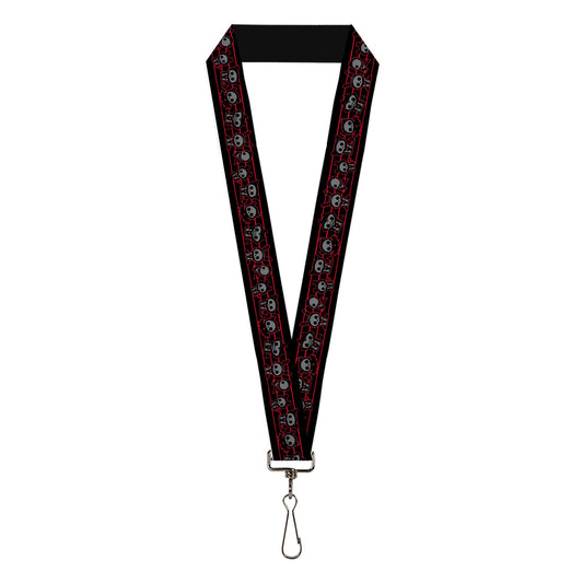 Lanyard - 1.0" - Skelanimals Six Character Collage Black/Red/Grays