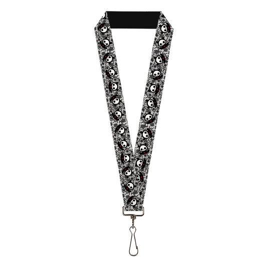 Lanyard - 1.0" - Skelanimals Diego the Bat Pose Lace Print White/Black