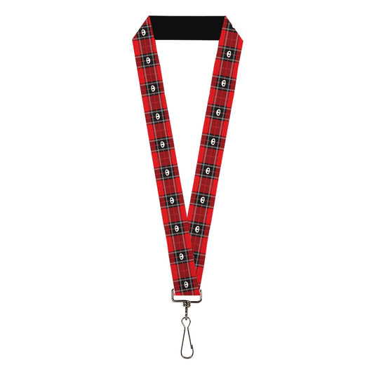 Lanyard - 1.0" - Skelanimals Face Logo Plaid Red/Black/White