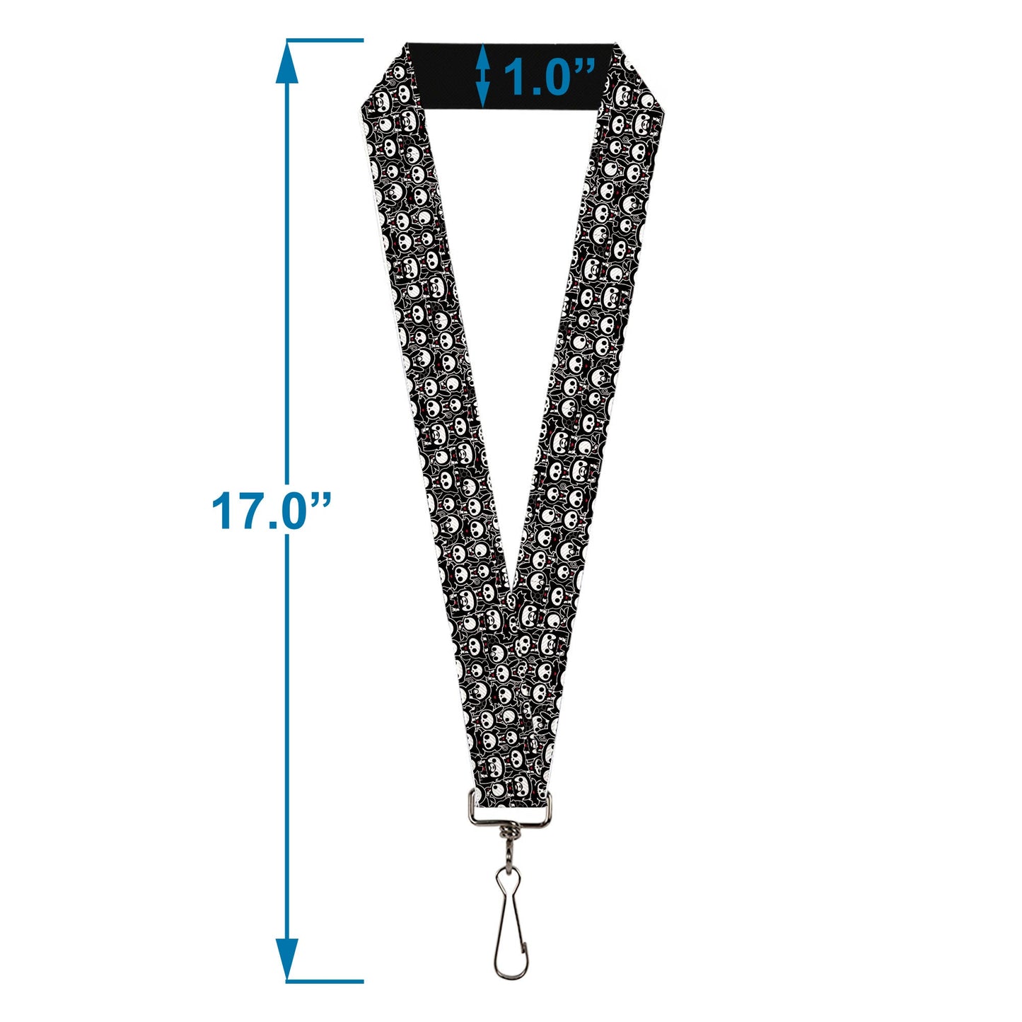 Lanyard - 1.0" - Skelanimals Animal Poses Stacked Black/White/Red