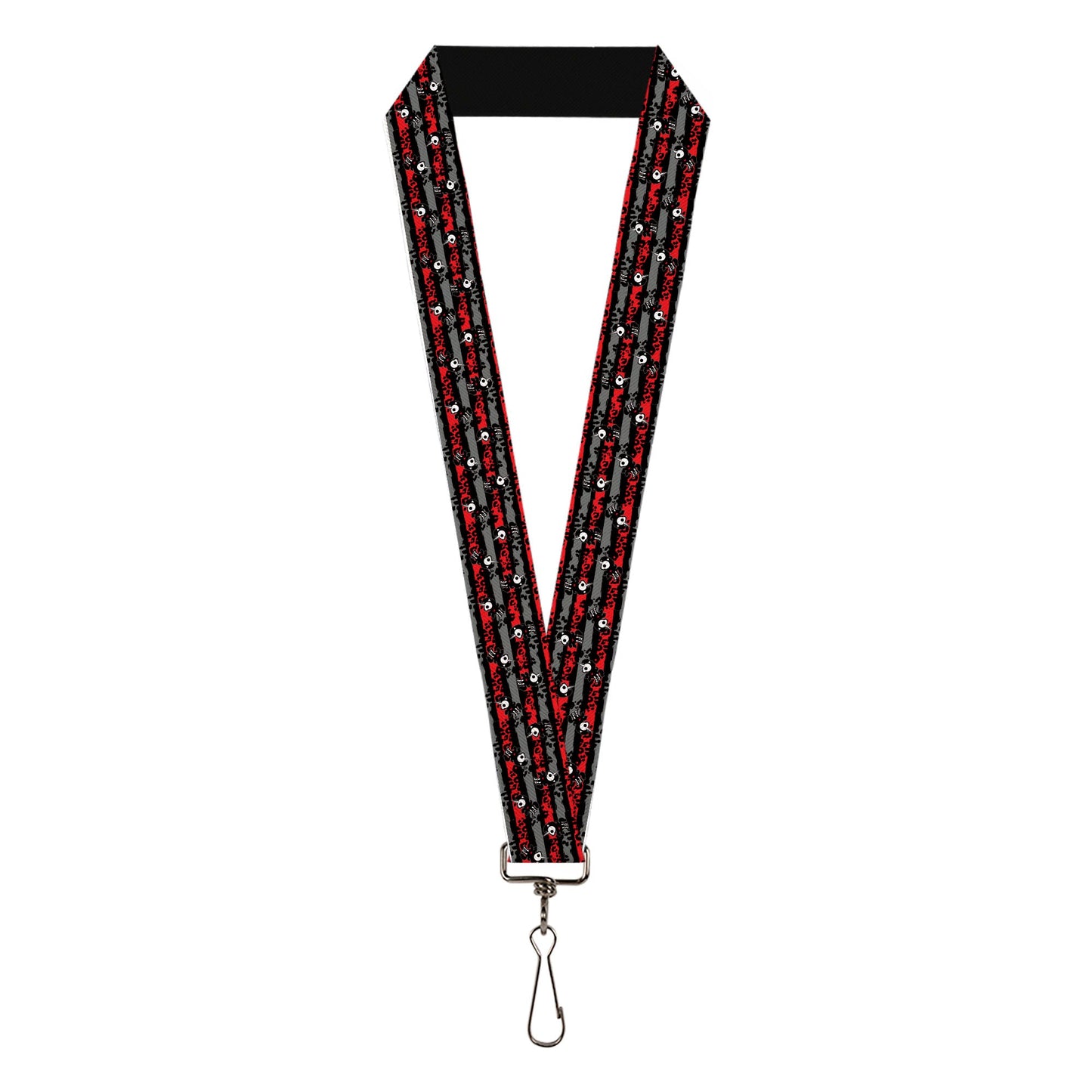 Lanyard - 1.0" - Skelanimals Bonita the Unicorn Poses Stripe Black/Red/Gray