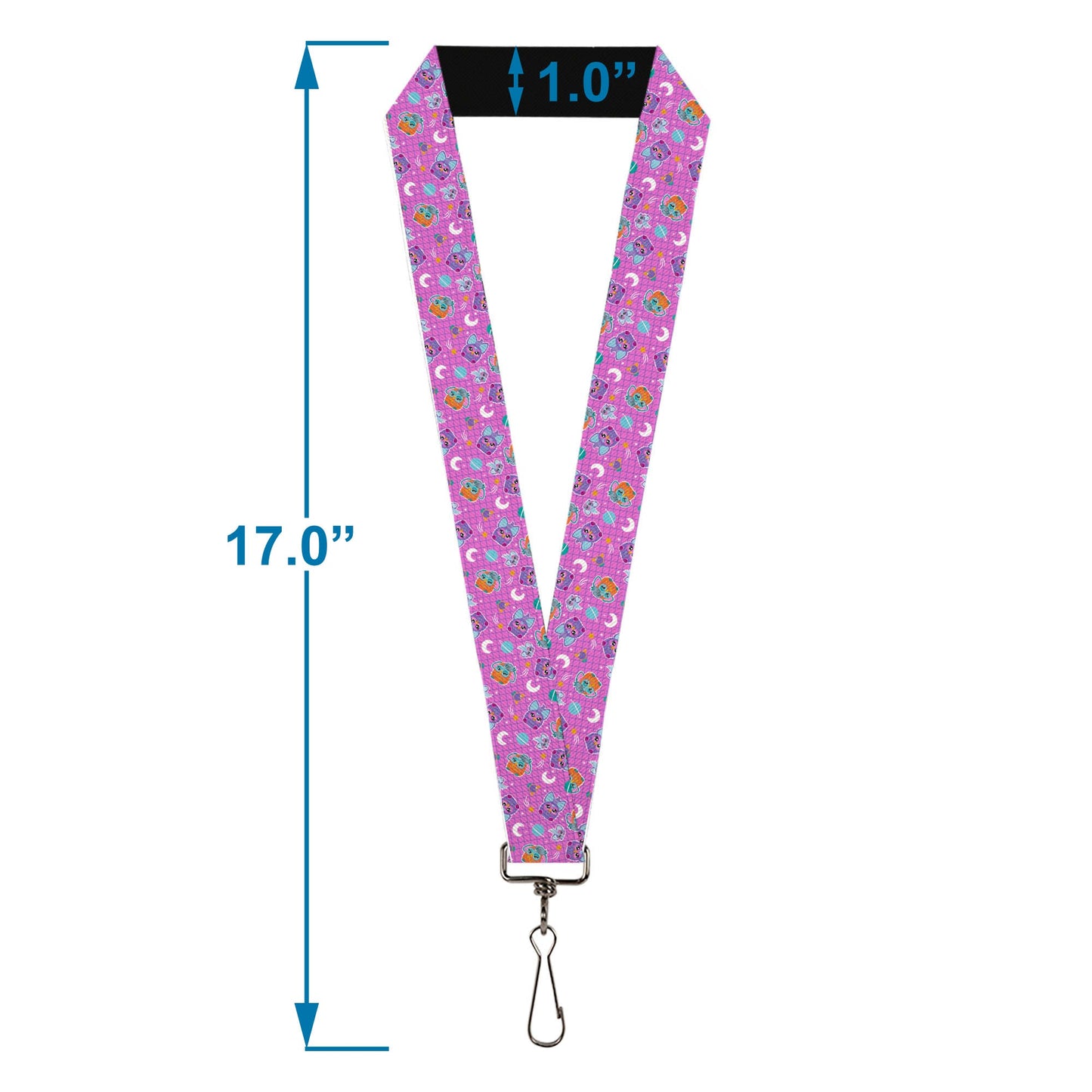 Lanyard - 1.0" - Furby and Furblets Galaxy Grid Collage Pink/Purple