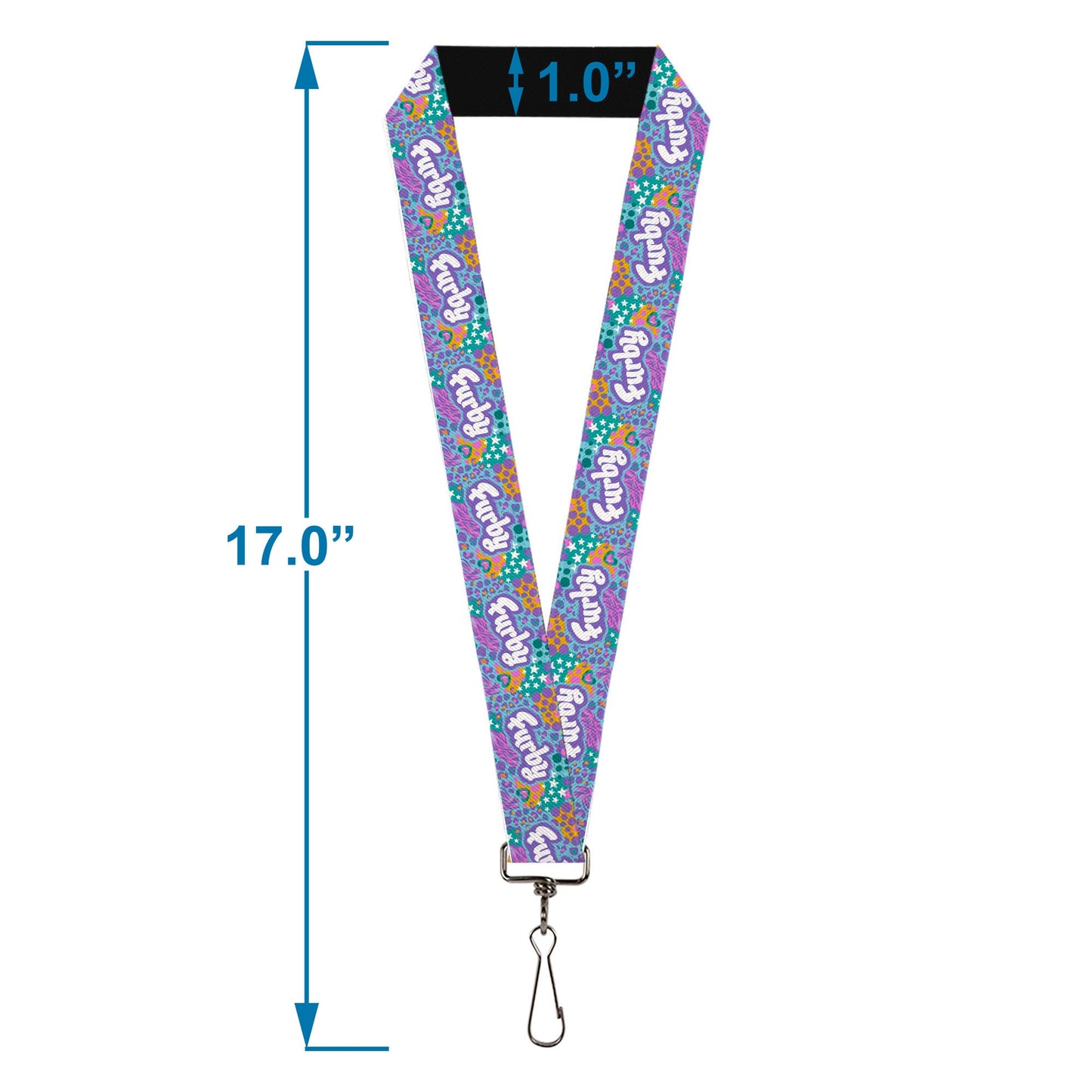 Lanyard - 1.0" - FURBY Title Logo and Fur Prints Collage Multi Color/White