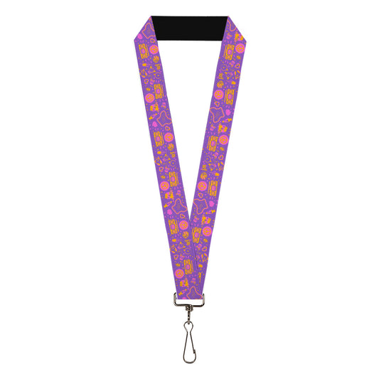 Lanyard - 1.0" - Furby Icons Collage Purples/Orange/Pinks