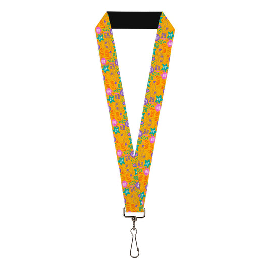 Lanyard - 1.0" - Furby Furbmoji and Furbish Phrases and Icons Orange/Pink/Purple