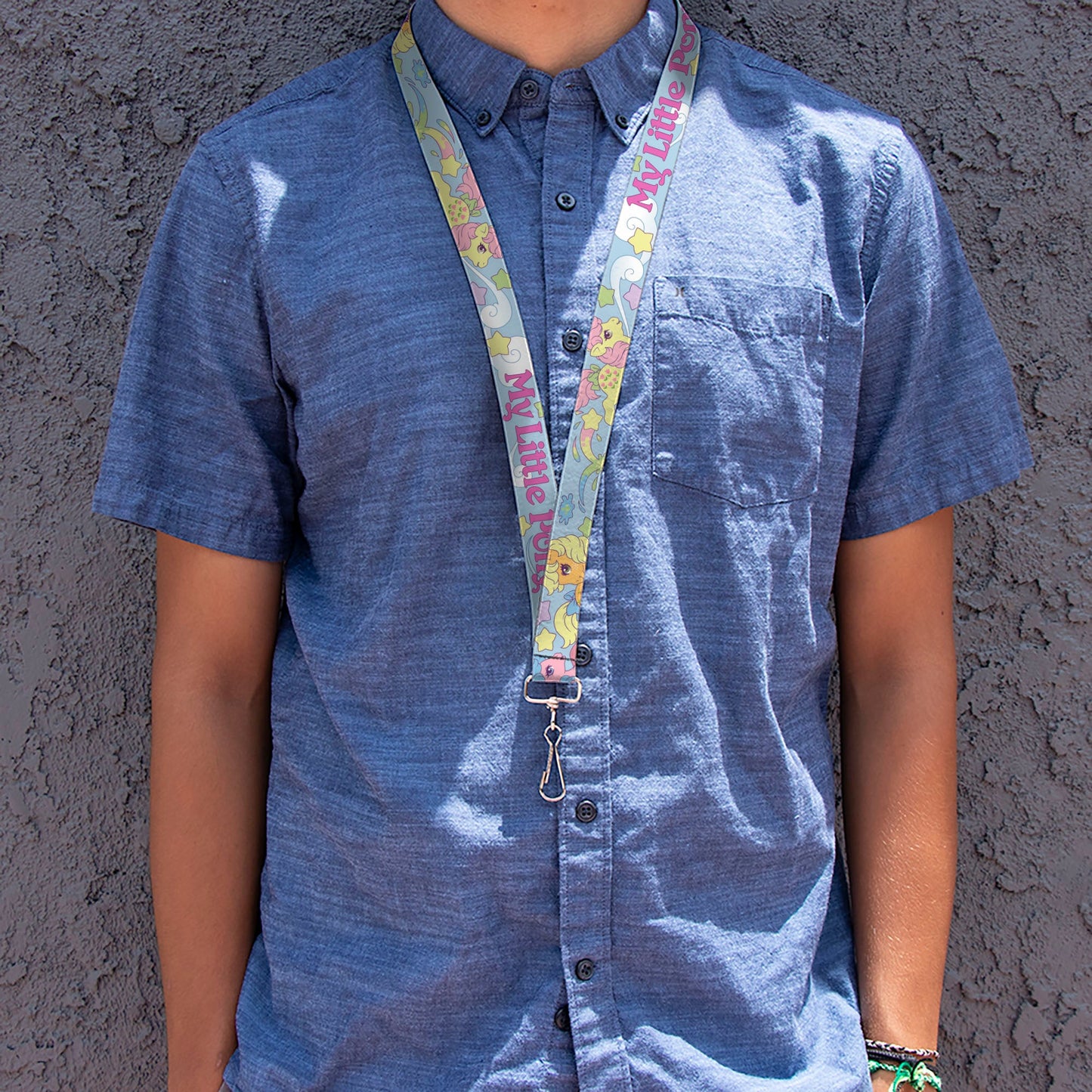 Lanyard - 1.0" - MY LITTLE PONY Firefly Applejack and Posey Group Pose with Title Logo Light Blue
