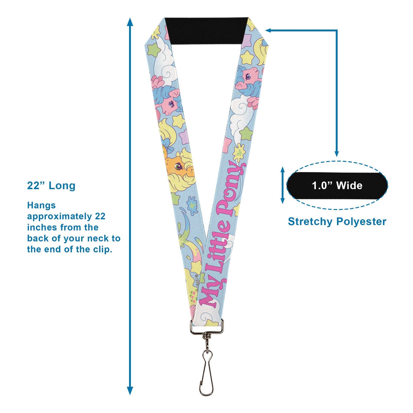 Lanyard - 1.0" - MY LITTLE PONY Firefly Applejack and Posey Group Pose with Title Logo Light Blue