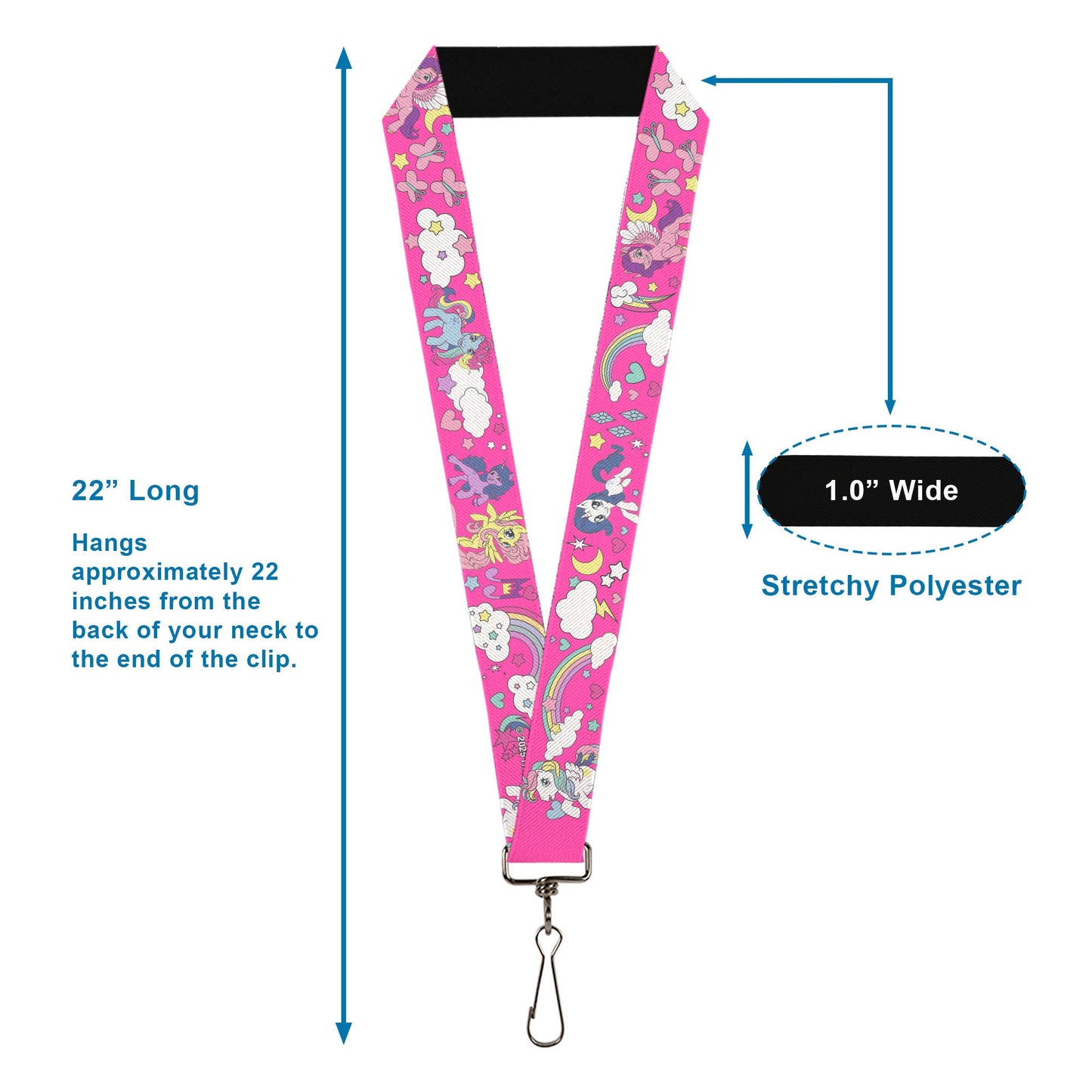 Lanyard - 1.0" - My Little Pony Four Ponies and Cutie Marks Collage Pink/Multi Color