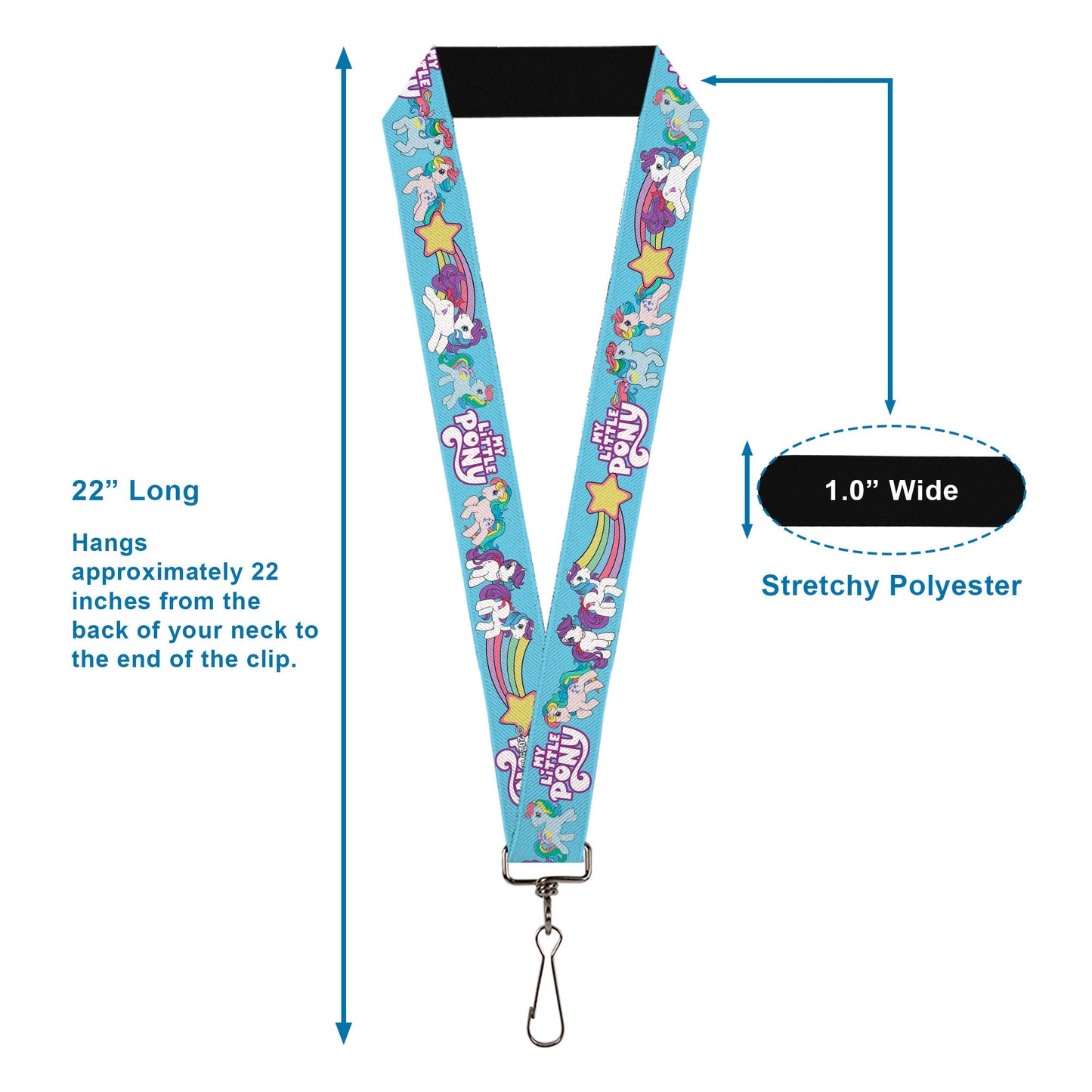 Lanyard - 1.0" - MY LITTLE PONY Three Pony Rainbow Poses and Title Logo Blue/Multi Color