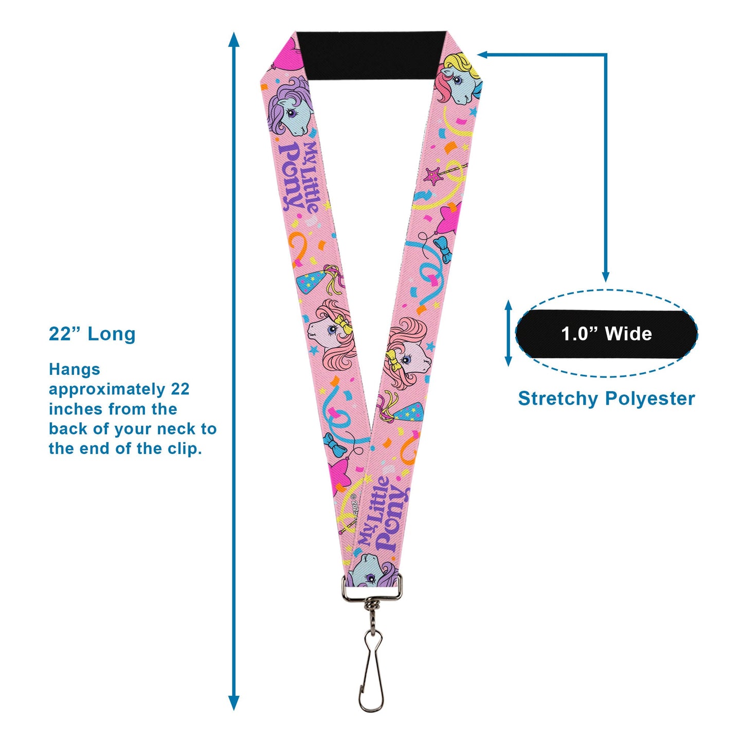 Lanyard - 1.0" - MY LITTLE PONY Three Pony Confetti Party and Title Logo Pink/Multi Color