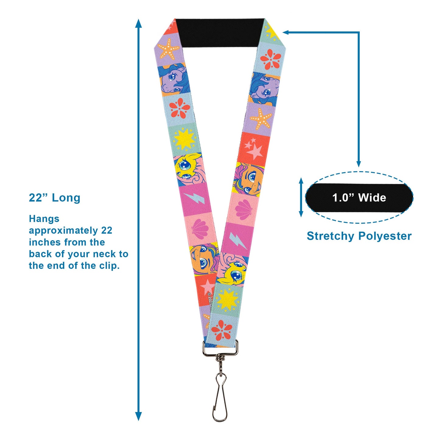 Lanyard - 1.0" - My Little Pony Faces and Cutie Mark Blocks Multi Color