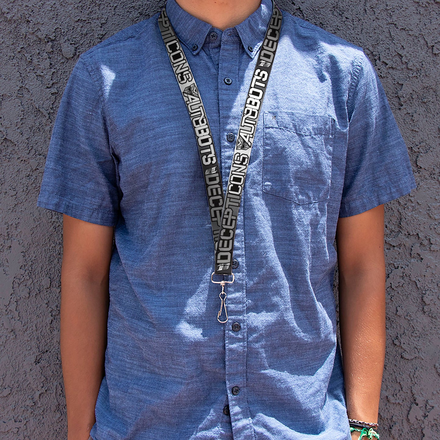 Lanyard - 1.0" - Transformers AUTOBOTS DECEPTICONS Shield and Text Grays/Black/White