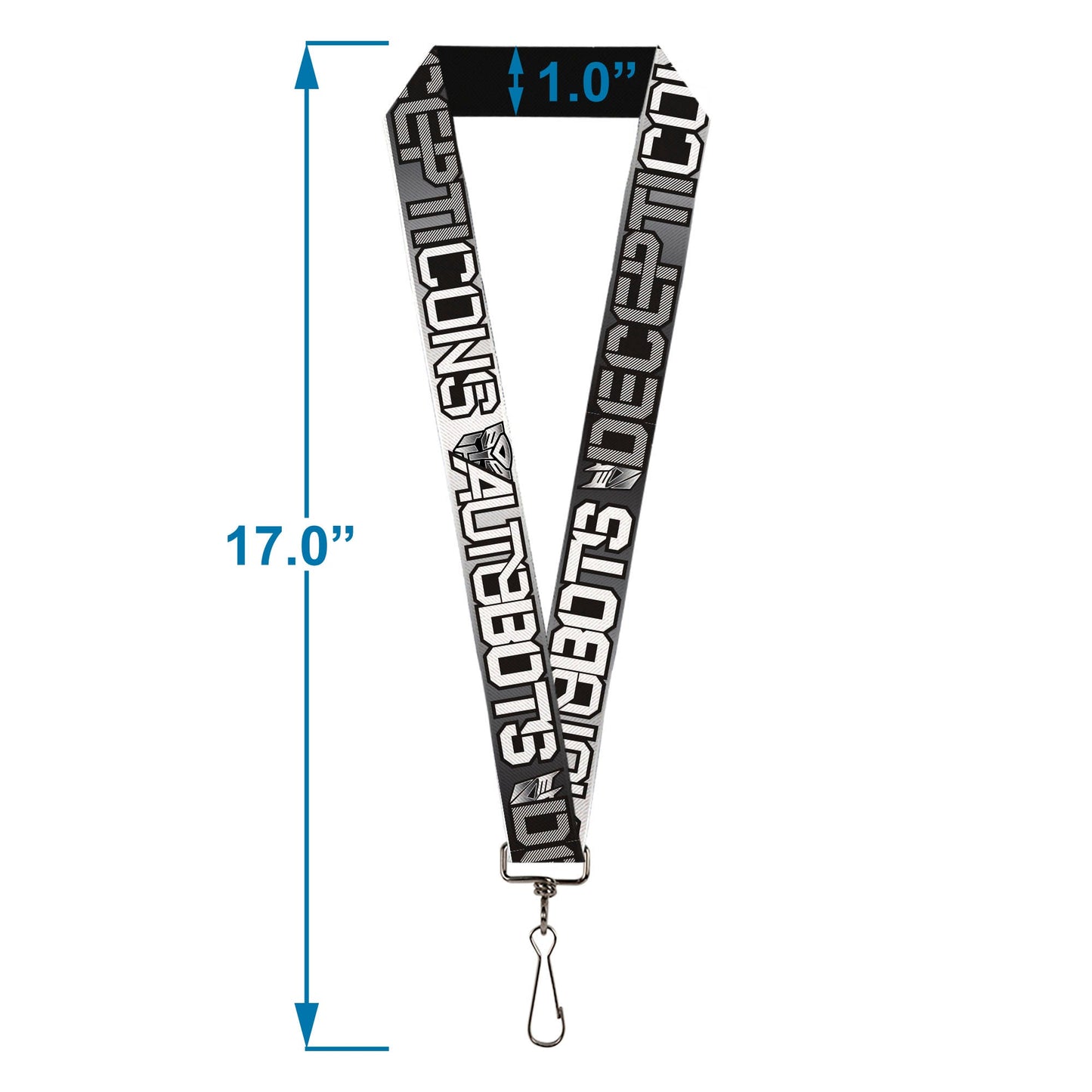 Lanyard - 1.0" - Transformers AUTOBOTS DECEPTICONS Shield and Text Grays/Black/White