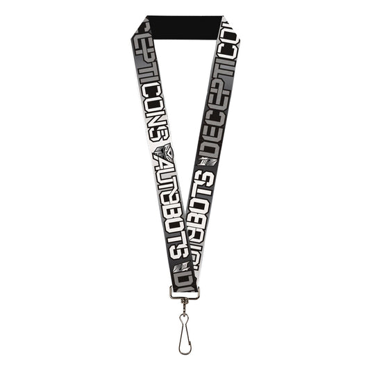 Lanyard - 1.0" - Transformers AUTOBOTS DECEPTICONS Shield and Text Grays/Black/White