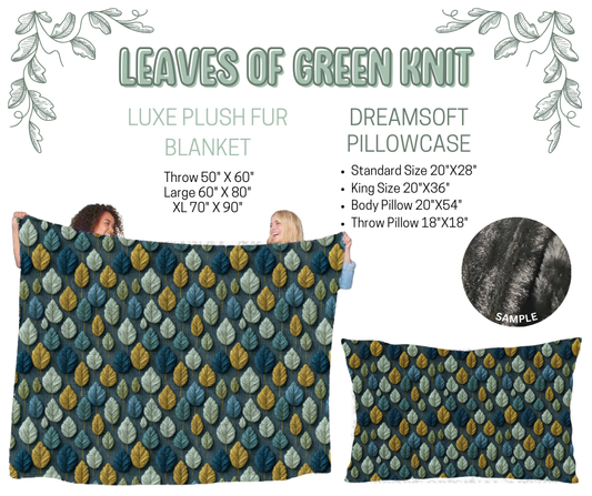 Preorder! Closes 10/9. ETA Dec. Leaves of Green Luxe Plush Fur Blanket and/or DreamSoft Pillowcase