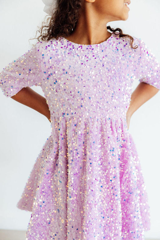 Lilac Velvet Sequin Dress