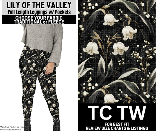 Lily Of The Valley  Leggings Choose Fleece or Traditional