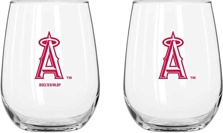 Los Angeles Anaheim Angels Curved Wine Glass 16 Oz. 2 Pack