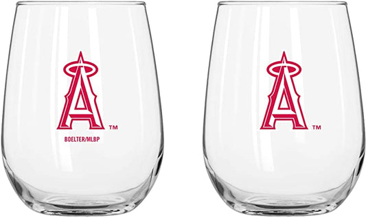 Los Angeles Anaheim Angels Curved Wine Glass 16 Oz. 2 Pack