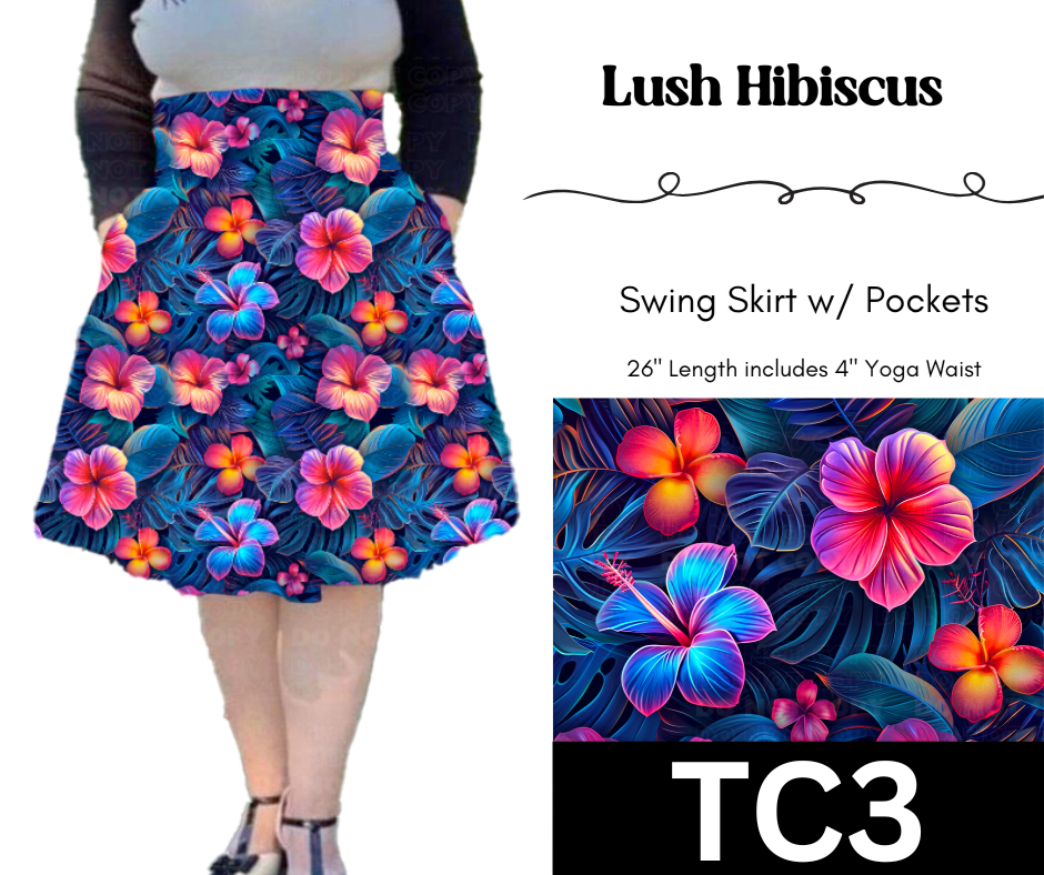 Lush Hibiscus Swing Skirt