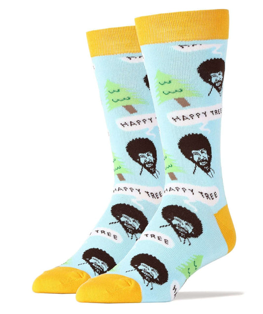 Men's  Bob Ross Happy Tree Blue Socks