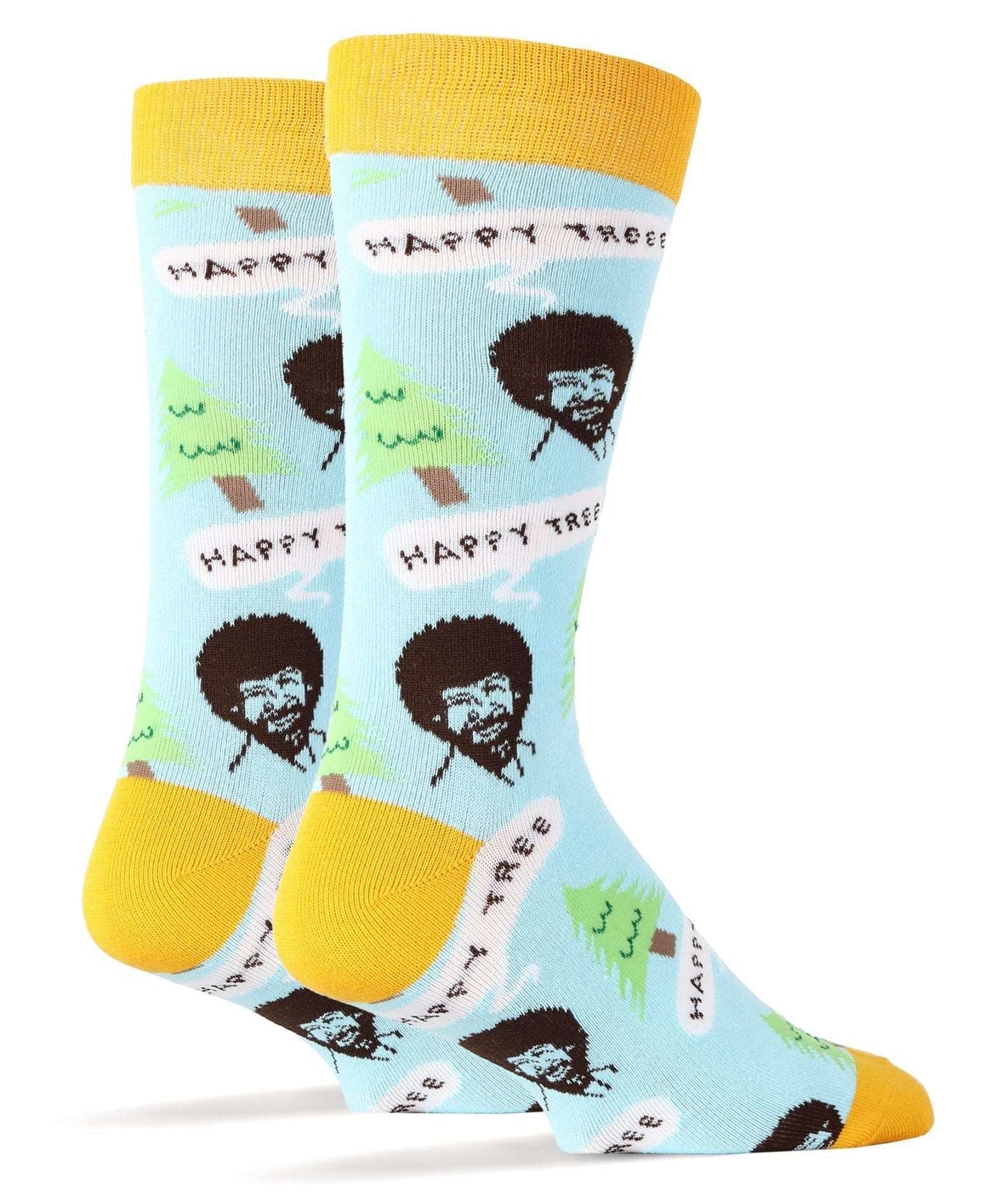 Men's  Bob Ross Happy Tree Blue Socks