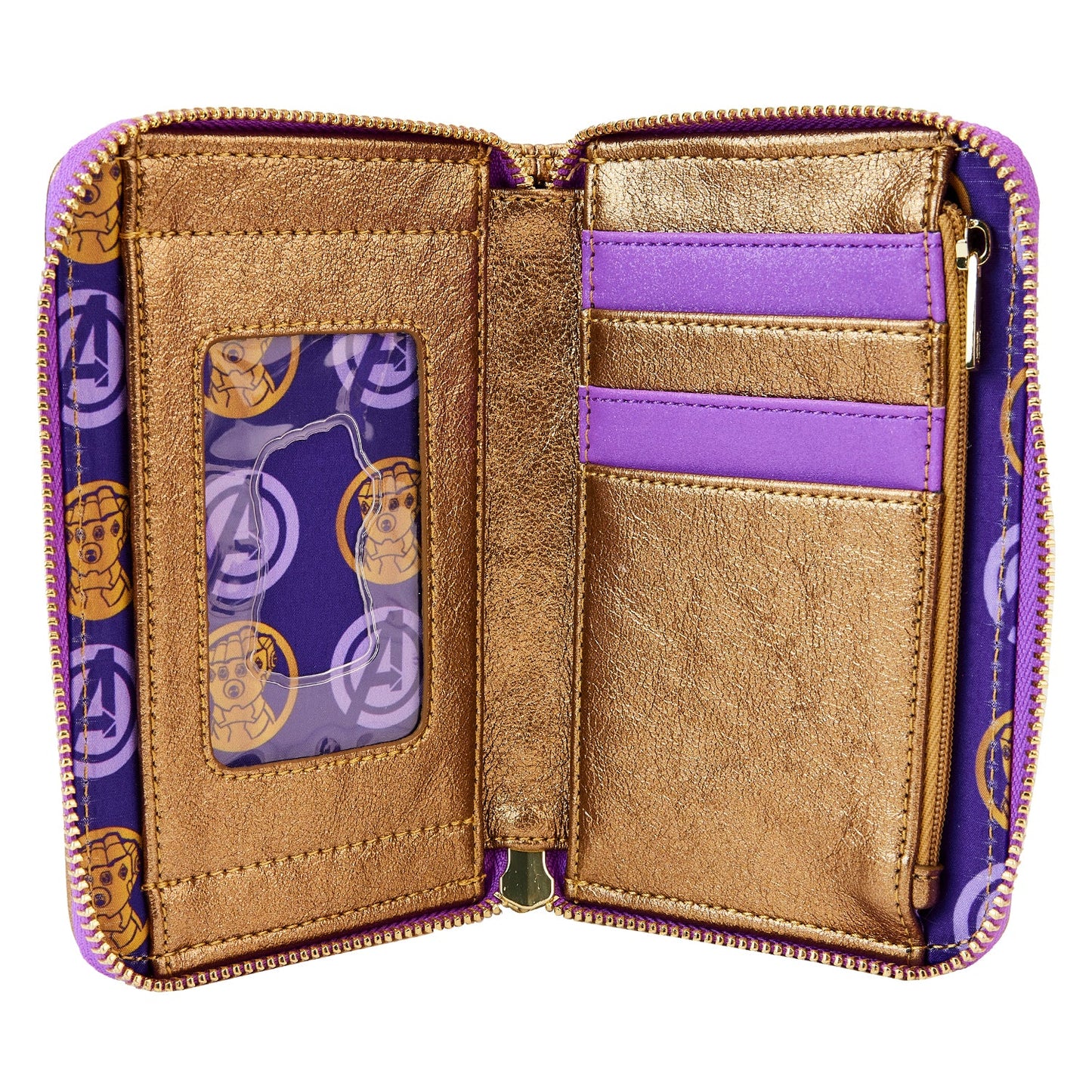 LOUNGEFLY
 MARVEL SHINE THANOS GAUNTLET ZIP AROUND WALLET