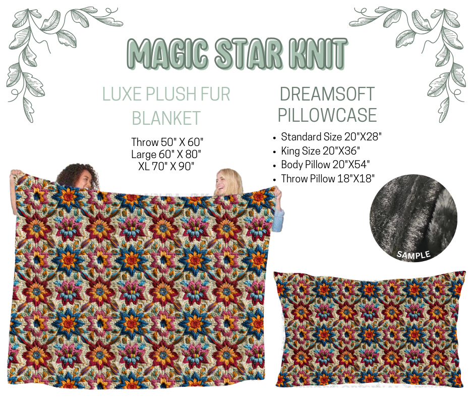 Preorder! Closes 10/9. ETA Dec. Magic Star Knit Luxe Plush Fur Blanket and/or DreamSoft Pillowcase