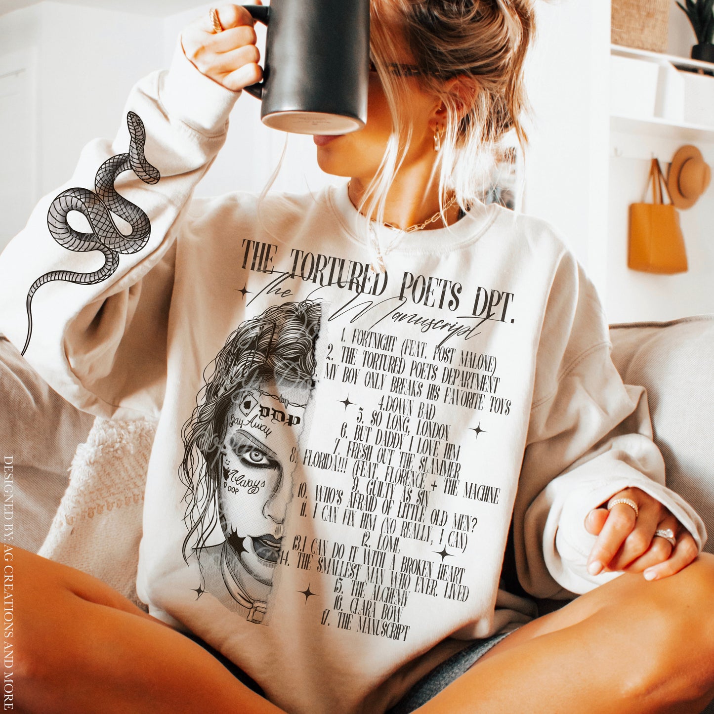 MANUSCRIPT FRONT & SLEEVE DESIGN SWEATSHIRT