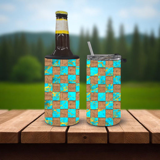 Turquoise Marble 4-in-1 Can Cooler Cup