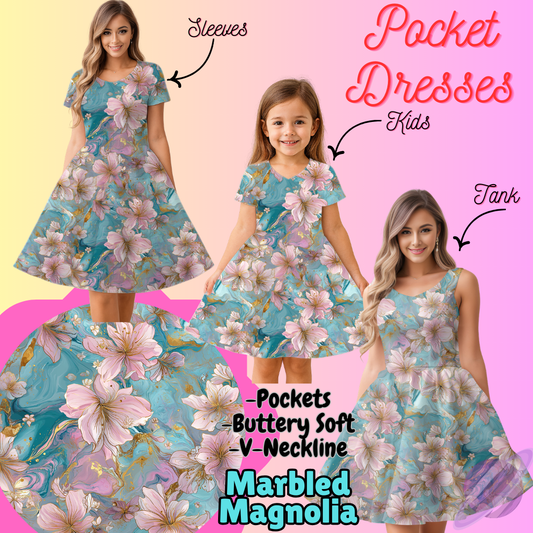 MARBLED MAGNOLIA-POCKET DRESS PREORDER-CLOSING 3/16